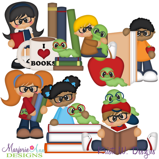 Bookworm SVG Cutting Files + Clipart - Click Image to Close